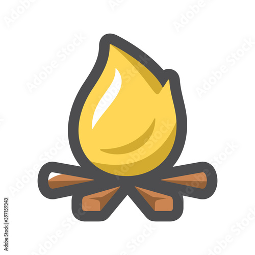 Bonfire Flame and wood Vector icon Cartoon illustration