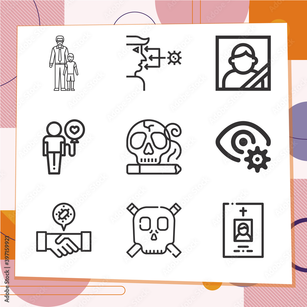 Simple set of 9 icons related to inherited Simple set of 9 icons related to inherited