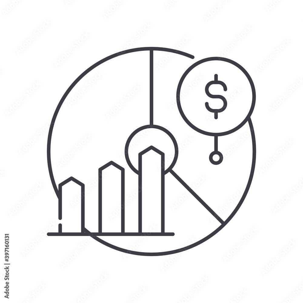Net income icon, linear isolated illustration, thin line vector, web design sign, outline concept symbol with editable stroke on white background. Net income icon, linear isolated illustration, thin line vector, web design sign, outline concept symbol with editable stroke on white background.