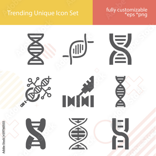 Simple set of nucleic acid related filled icons.