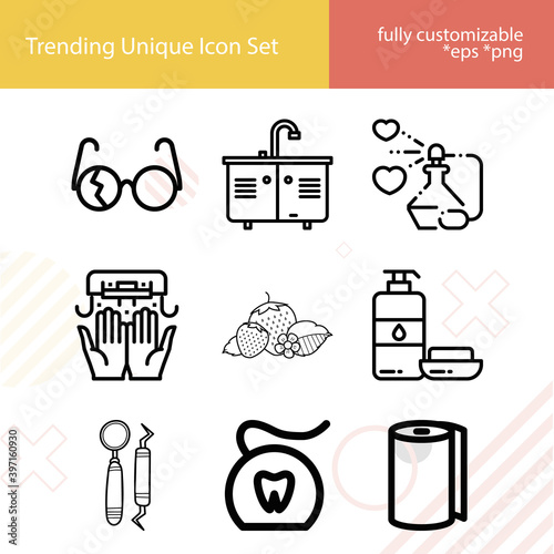 Simple set of broken related lineal icons.