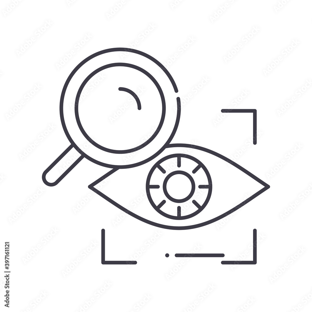 Observation icon, linear isolated illustration, thin line vector, web design sign, outline concept symbol with editable stroke on white background. Observation icon, linear isolated illustration, thin line vector, web design sign, outline concept symbol with editable stroke on white background.