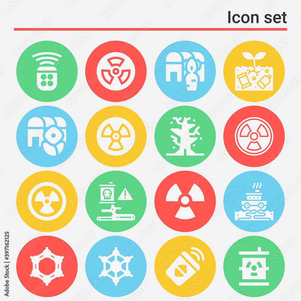 16 pack of emission filled web icons set 16 pack of emission filled web icons set