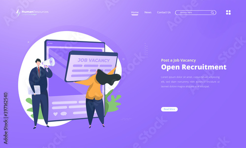 Posting a job vacancy on social media for human resources concept