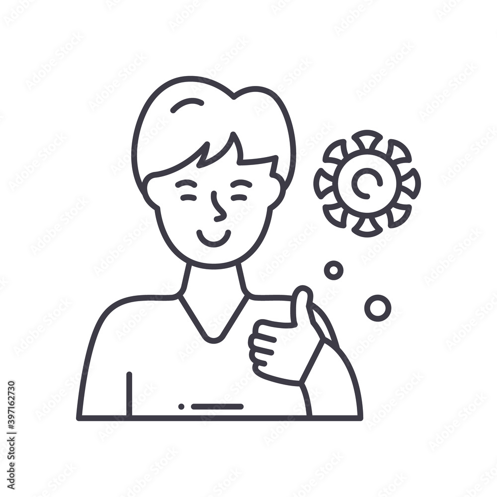 No symptoms icon, linear isolated illustration, thin line vector, web design sign, outline concept symbol with editable stroke on white background. No symptoms icon, linear isolated illustration, thin line vector, web design sign, outline concept symbol with editable stroke on white background.