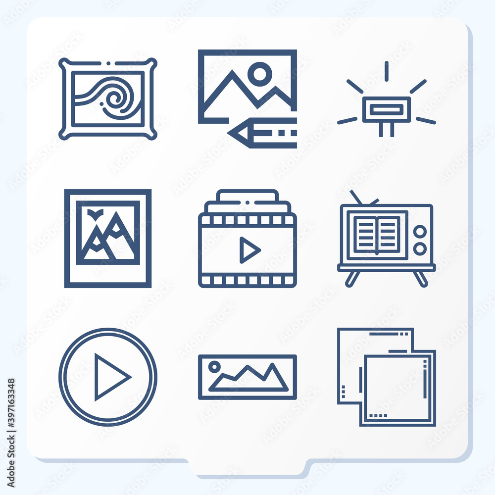 Simple set of 9 icons related to photography Simple set of 9 icons related to photography