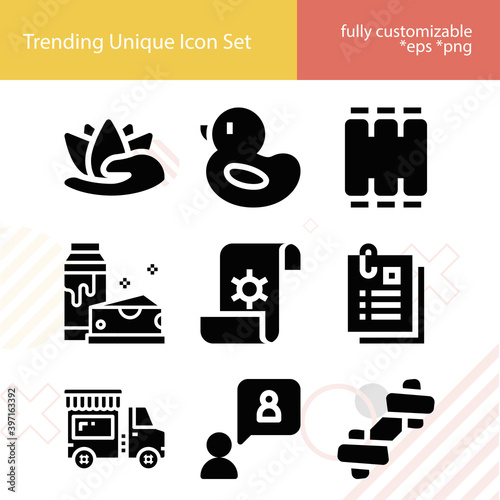 Simple set of allegory related filled icons.