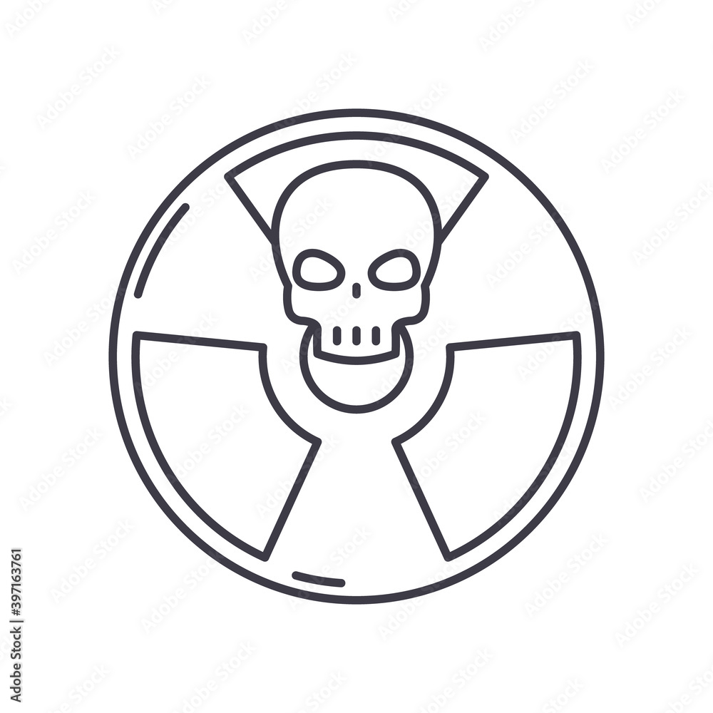 Fototapeta premium Nuclear danger icon, linear isolated illustration, thin line vector, web design sign, outline concept symbol with editable stroke on white background.