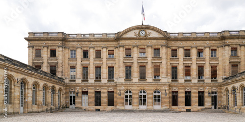 Facade interior of Palais Rohan City hall in Place Pey Berland at bordeaux town France
