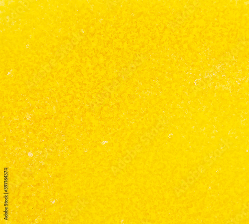 Yellow paint on the snow in winter.