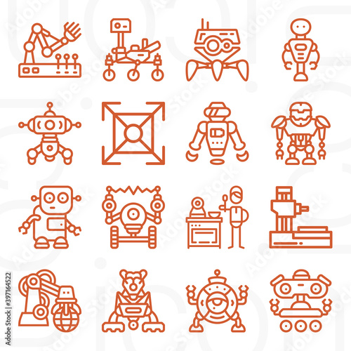 16 pack of robotics  lineal web icons set