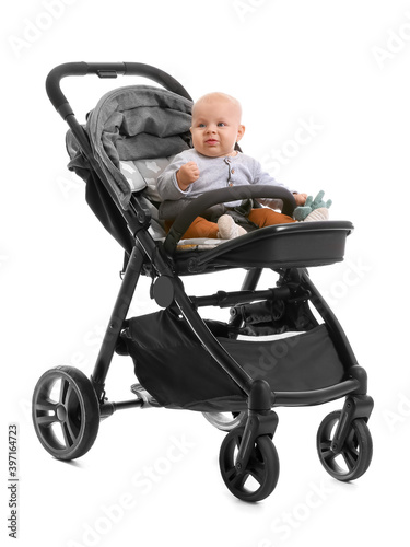 Cute funny baby in stroller...