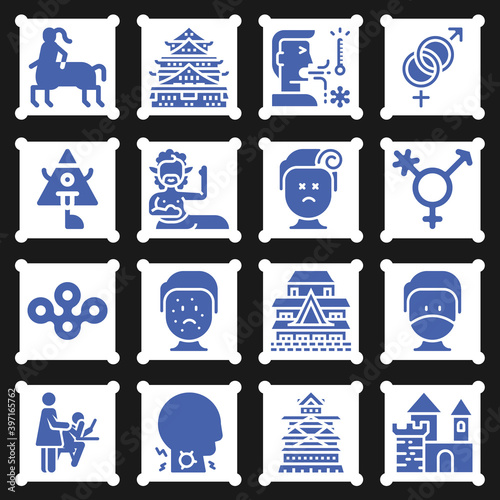 16 pack of fantasies  filled web icons set