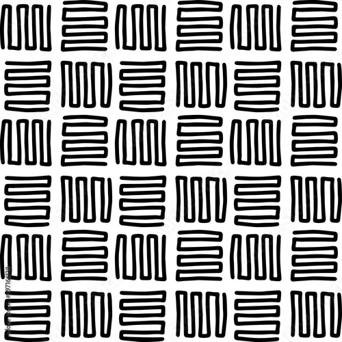 Abstract patterns seamless black and white doodle Sketch