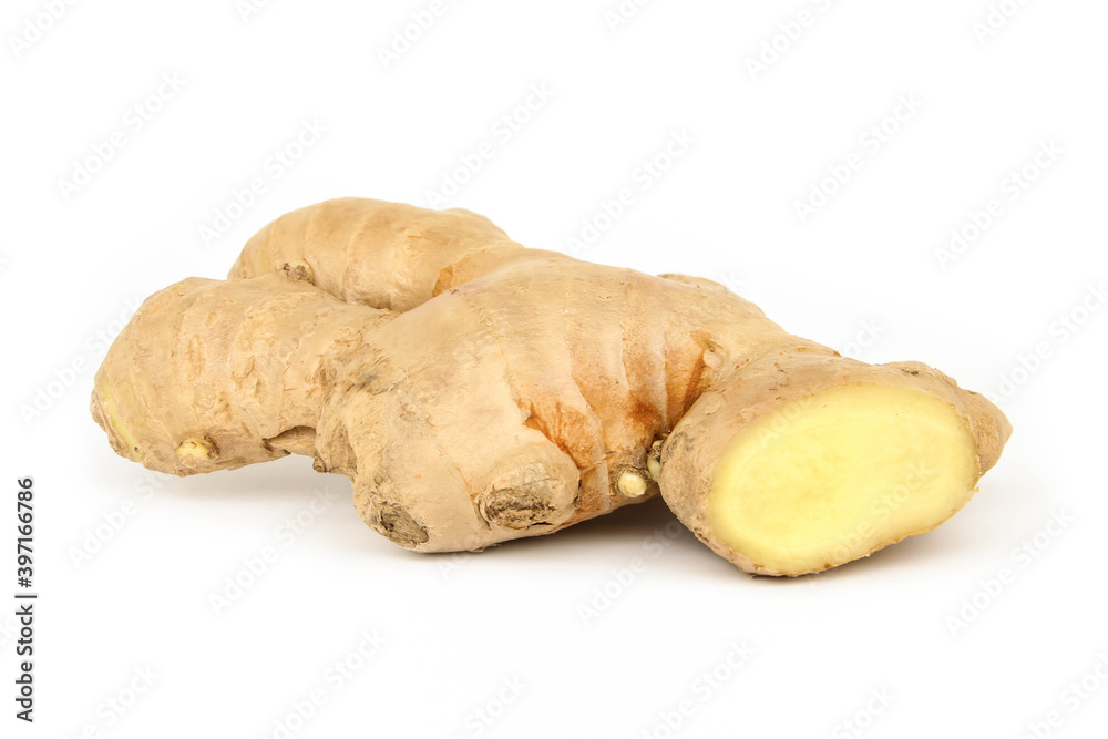 Fresh ginger rhizome isolated on white background. Fresh ginger rhizome isolated on white background.