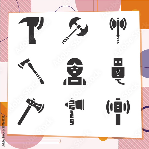 Simple set of 9 icons related to murderer