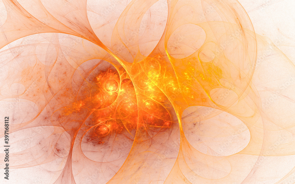 Naklejka premium 3D rendering abstract gold fractal light background