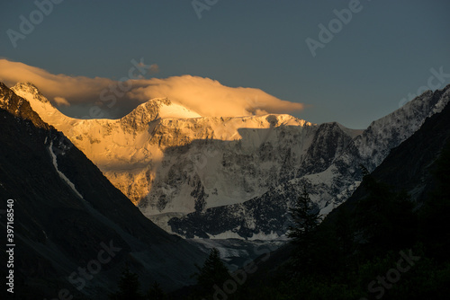 view of the snow-capped Belukha peak from the shore of lake Akkem © Павел Чигирь
