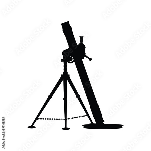 Mortar gun silhouette vector on white