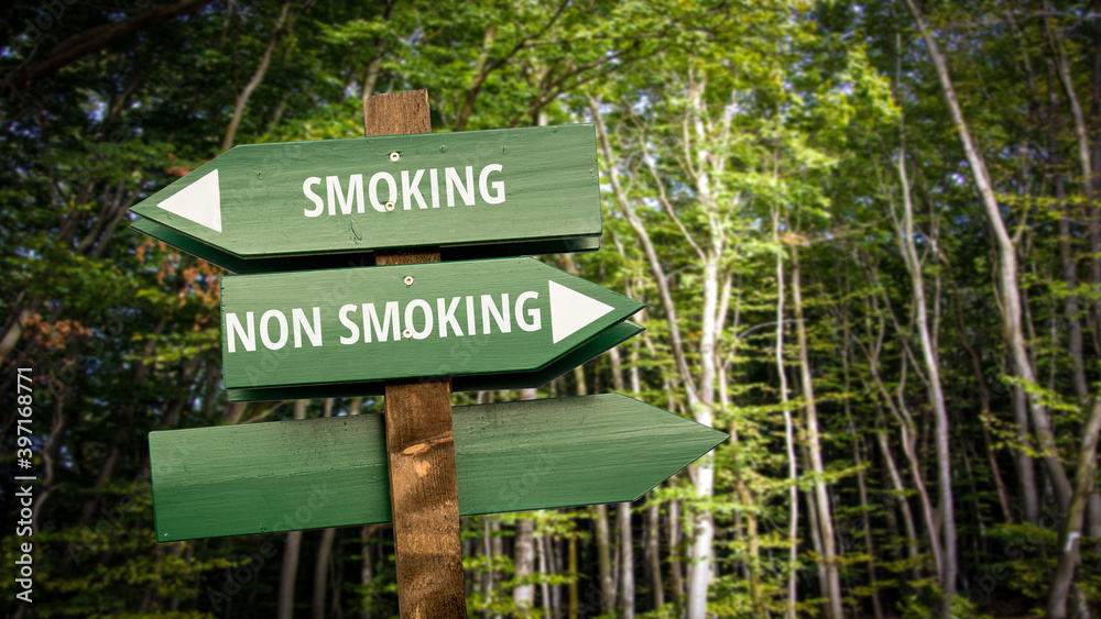 Street Sign Smoking versus Non Smoking