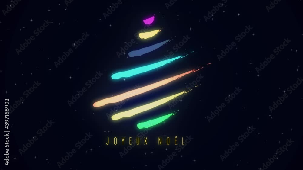 joyeux noel et sapin coloré vecteur animation