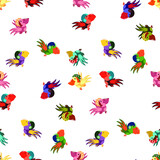 colored birds seamless pattern
