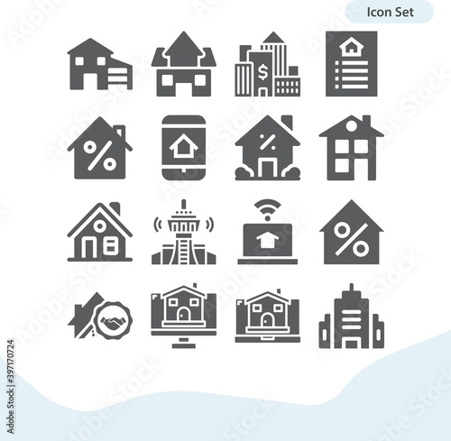 Simple set of private property related filled icons.