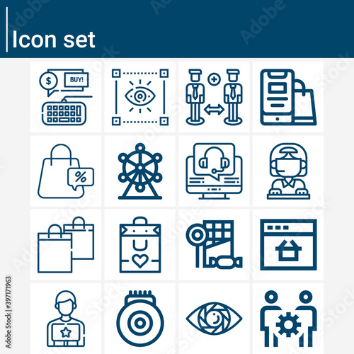 Simple set of centre related lineal icons.