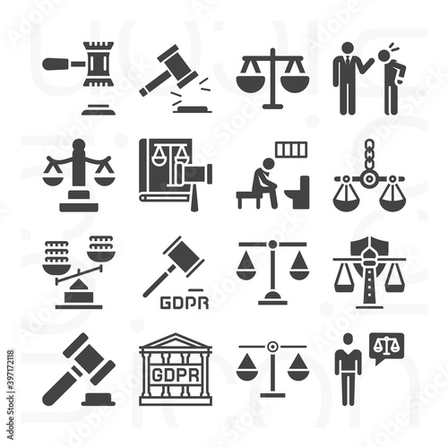 16 pack of judging  filled web icons set