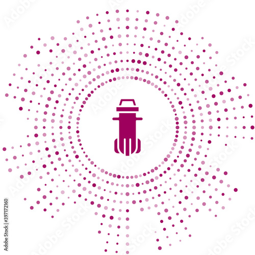 Purple Water filter icon isolated on white background. System for filtration of water. Reverse osmosis system. Abstract circle random dots. Vector.