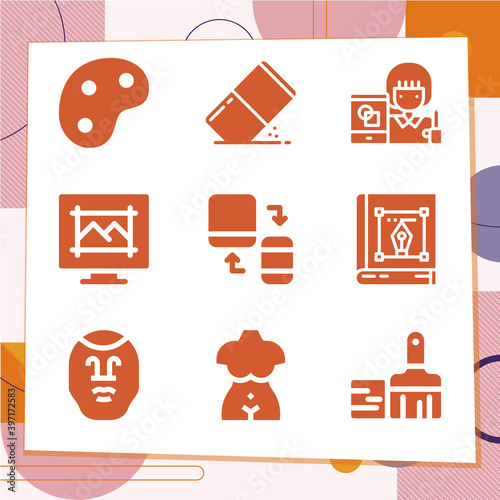 Simple set of 9 icons related to grotesque