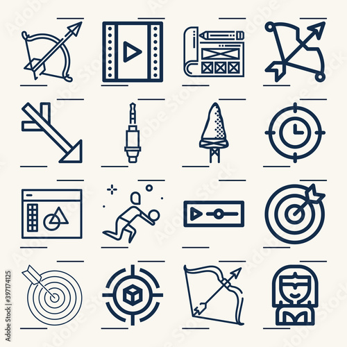 Simple set of performing artist related lineal icons.