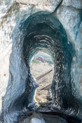 Ice cave in Root Glacier, Kennicott, Alaska, USA.