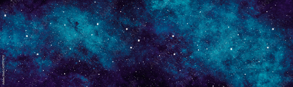 Star field background banner . Glow swirls night sky. Banner - obrazy, fototapety, plakaty 