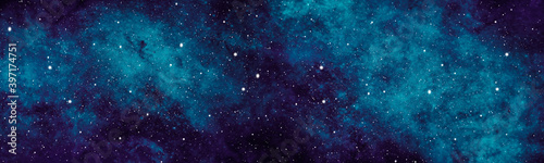 Star field background banner . Glow swirls night sky. Banner photo