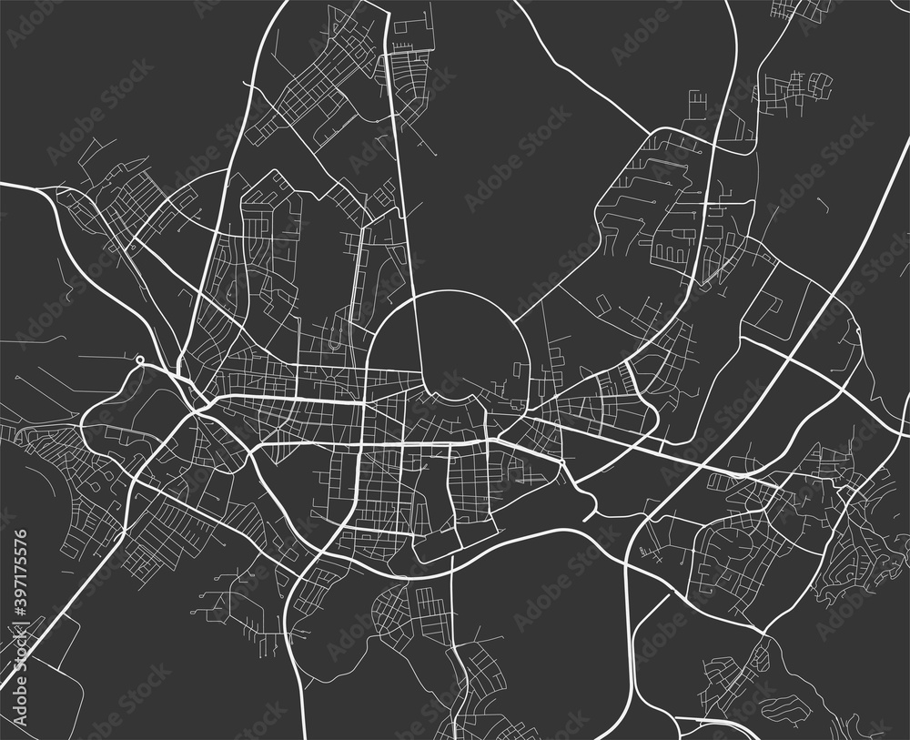 Urban city map of Karlsruhe. Vector poster. Grayscale street map.