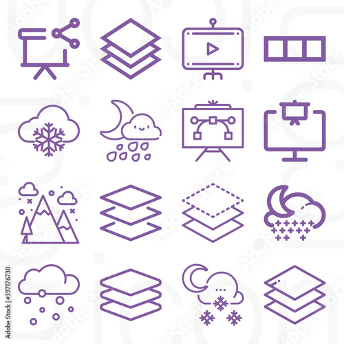 16 pack of layer  lineal web icons set