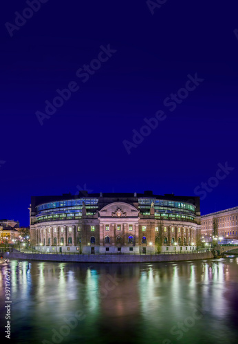View over Strommen. The Riksdagshuset, the Swedish parliament building
