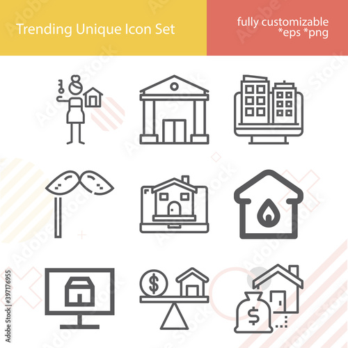 Simple set of irrational number related lineal icons.