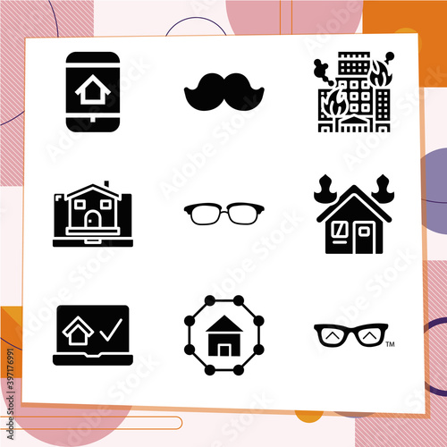 Simple set of 9 icons related to rational number