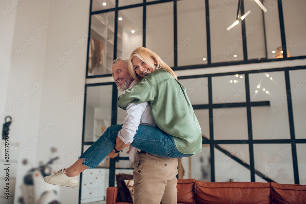Mature couple spending time together and having fun