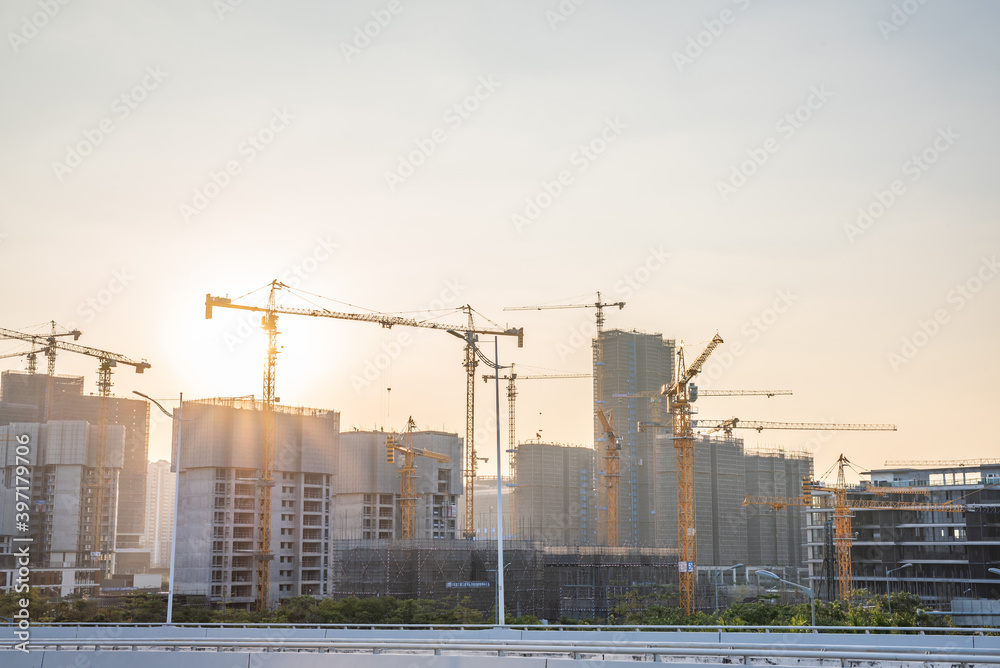Real estate under construction in Lingshan Island, Pearl Bay, Nansha, Guangzhou, China Real estate under construction in Lingshan Island, Pearl Bay, Nansha, Guangzhou, China