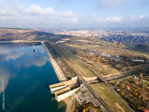 Amazing Aerial view of Ogosta Reservoir, Bulgaria photo