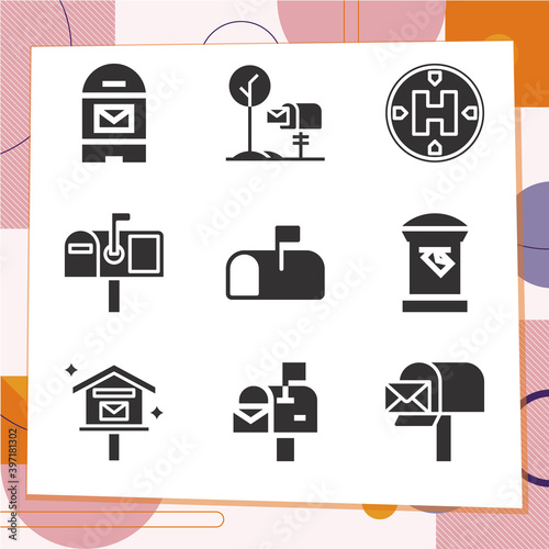 Simple set of 9 icons related to colonists