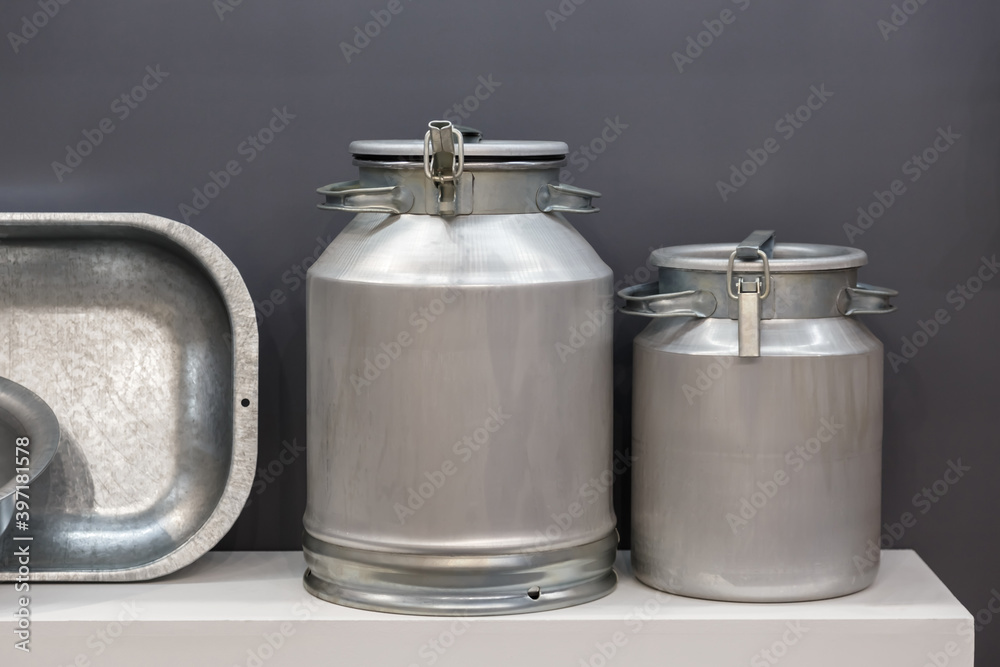 Aluminum household goods and tools for the home, bathtub, trough, basin, flask, milk can, retro style metal objects Aluminum household goods and tools for the home, bathtub, trough, basin, flask, milk can, retro style metal objects