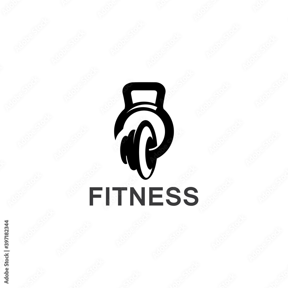 Fitness club logo with barbell Gym badge, vector illustration template Fitness club logo with barbell Gym badge, vector illustration template