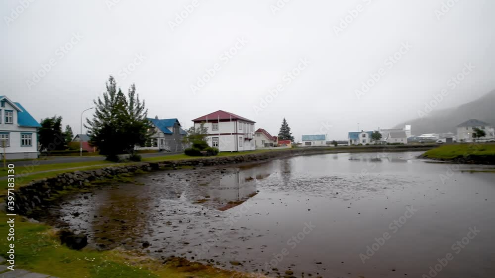 Seydisfjordur panoramic city view on a cloudy summer day, Iceland Seydisfjordur panoramic city view on a cloudy summer day, Iceland
