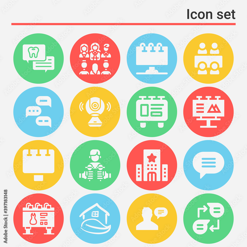 16 pack of rooms  filled web icons set