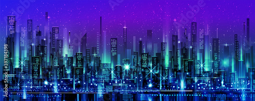 City background with architecture, skyscrapers, megapolis, buildings, downtown.