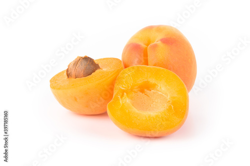Ripe apricots on light background